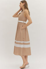 Addison Contrast Belt Midi Dress