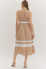 Addison Contrast Belt Midi Dress