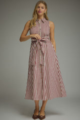 Harper Striped Tie-Waist Midi Dress