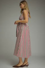 Harper Striped Tie-Waist Midi Dress