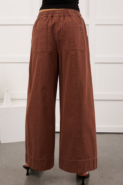 Hurley High Rise Wide Leg Mitto Shop Pants (Cocoa)
