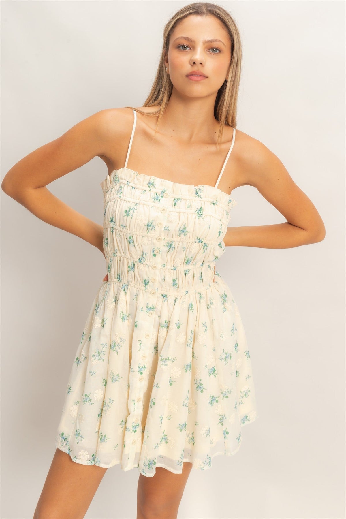 Madison Floral Shirred Mini Dress
