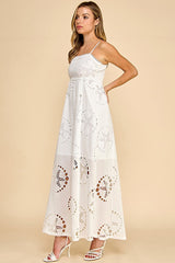 Maribel Broderie Lace Trim Maxi Dress