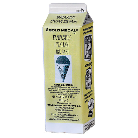 carton containing Fantastico Italian Ice Base