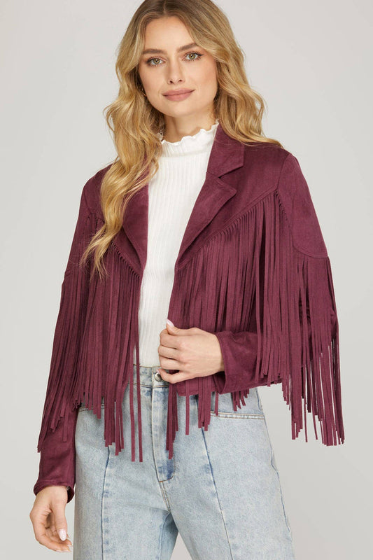 Faux Suede Fringe Jacket