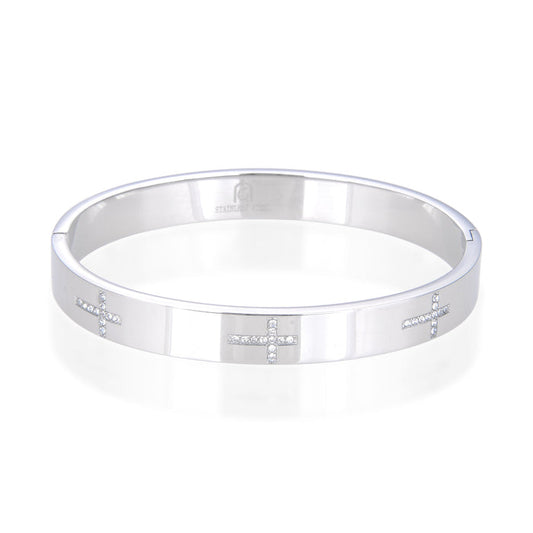 Giorgio Milano Jewellery Grey Steel & Crystals Women's Bangle - W4150ST