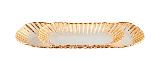 GOLD EDGE RUFFLE TRAY SET
