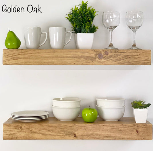 Golden Oak Floating Shelves