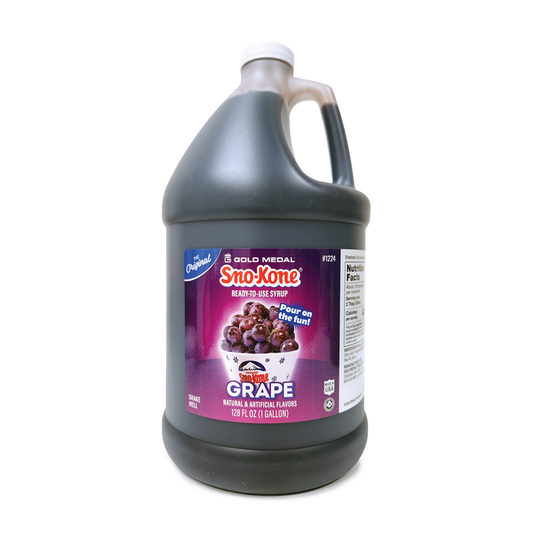 one gallon jug of grape Sno-Kone syrup