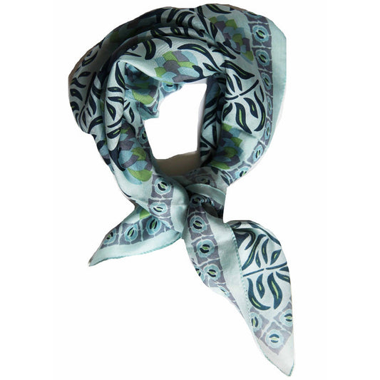 Green/Aqua Bergamote Silk Mini Scarf