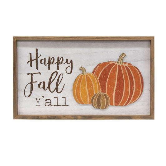 Happy Fall Y'all Distressed Wooden Frame