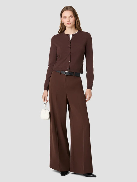 HARRY SUITING HIGH WAISTED WIDE LEG TROUSER - COCOA BROWN