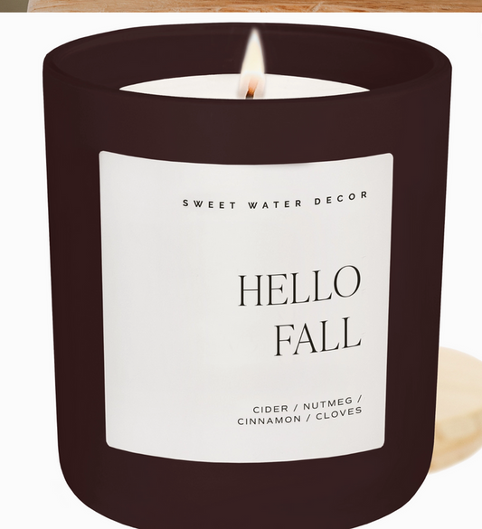 Hello Fall 15 oz Candle, Matte Jar - Fall Decor