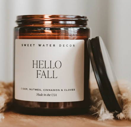 Hello Fall 9 oz Soy Candle - Fall Decor & Gifts