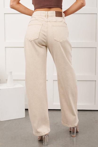 Jesper Western Saige Denim Barrel Jeans (Light Beige)