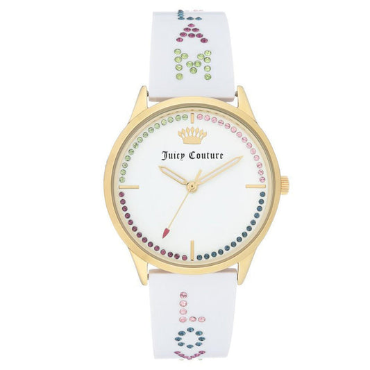 Juicy Couture White Band with Multi-colour Swarovski Crystals Women's Watch - JC1084GPWT