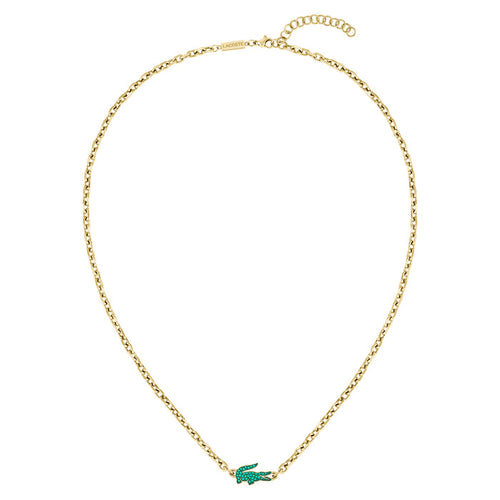 Lacoste Jewellery Gold Steel & Crystals Unisex Chain & Charm Necklace - 2040612