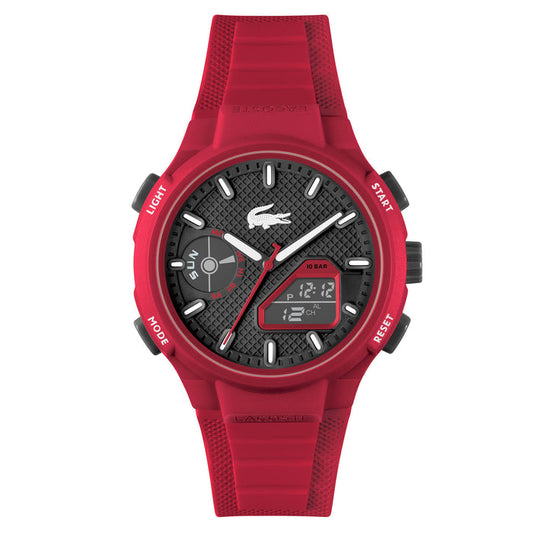 Lacoste Red Silicone Black Dial Multi-function Men's Watch - 2011368