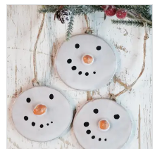 Melted Snowman Ornament Christmas Holiday Ceramic Handmade