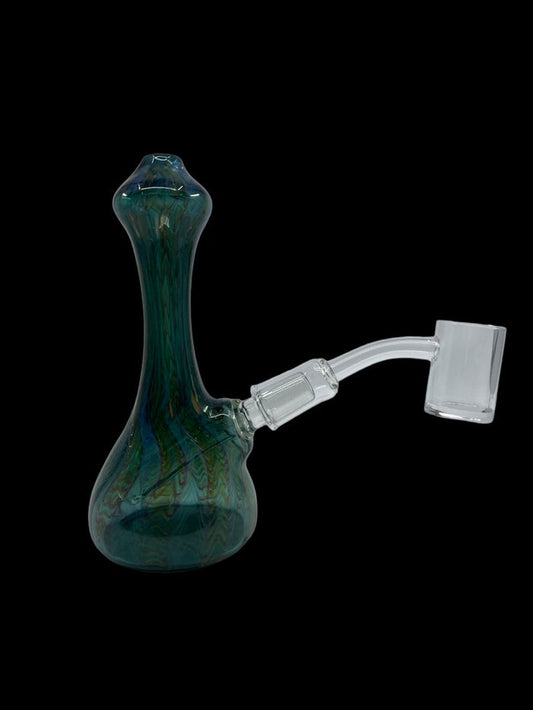 Micro Fumed Glass Beaker Bong with color accents, crafted from high-quality borosilicate glass for durability and smooth hits.