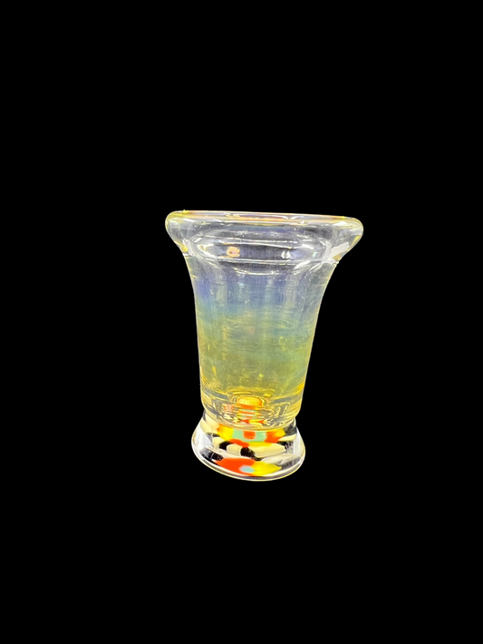 Millennium Glass Fumed Shot Glass with Millie #4, Handcrafted Artistic Glassware