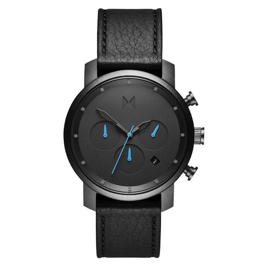 MVMT Chrono 40MM Black Leather Men's Watch - DMC02GUBL