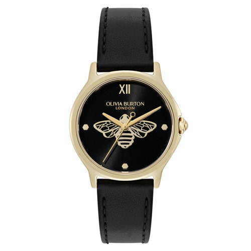 Olivia Burton Leather Black Dial Women's Watch - 24000344