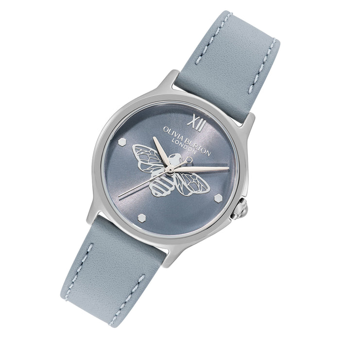 Olivia Burton Leather Chalk Blue Dial Women's Watch - 24000343