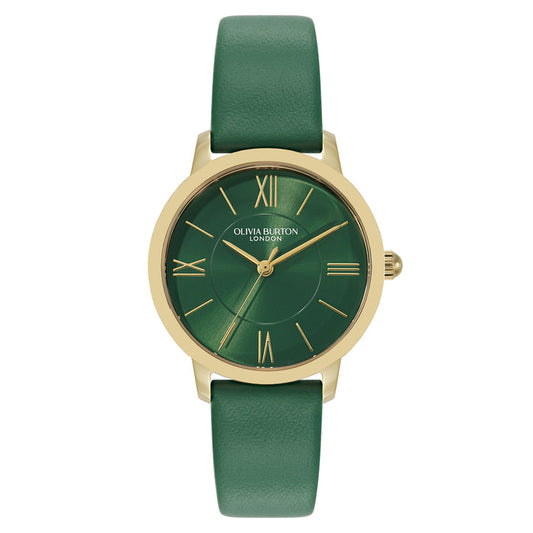 Olivia Burton Leather Green Dial Women's Watch - 24000352