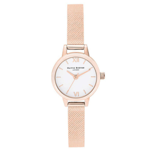 Olivia Burton Mini Rose Gold Mesh White Dial Women's Watch - OB16MC61