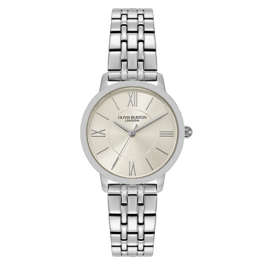 Olivia Burton Stainless Steel Silver White Dial Women's Watch - 24000349