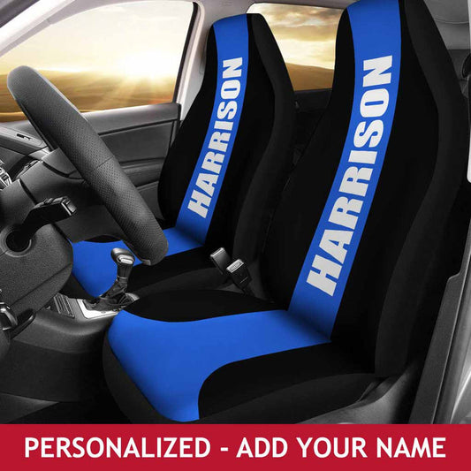 Personalized Car Seat Covers - Blue Line