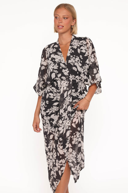 Audrina Maxi Dress - Black Floral