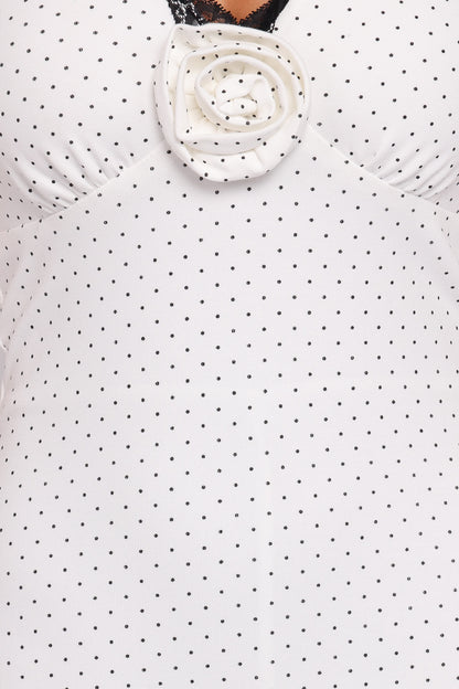 Conrad Halter Maxi Dress - White Polka Dot