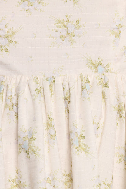 Indira Mini Dress - Ivory Blue Floral