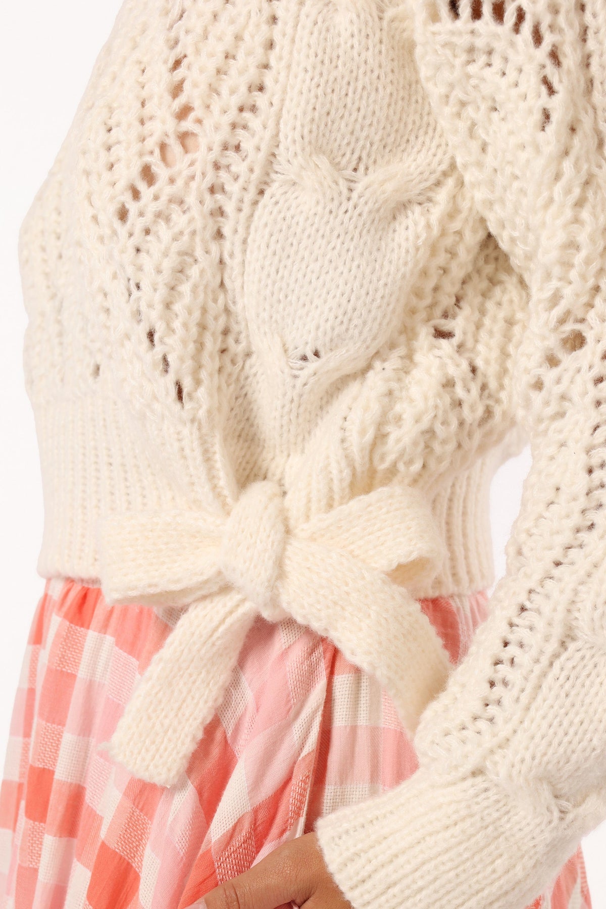 Birdie Tie Side Knit Sweater - Cream