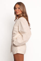 Cassian Belted Romper - Tan Swirl