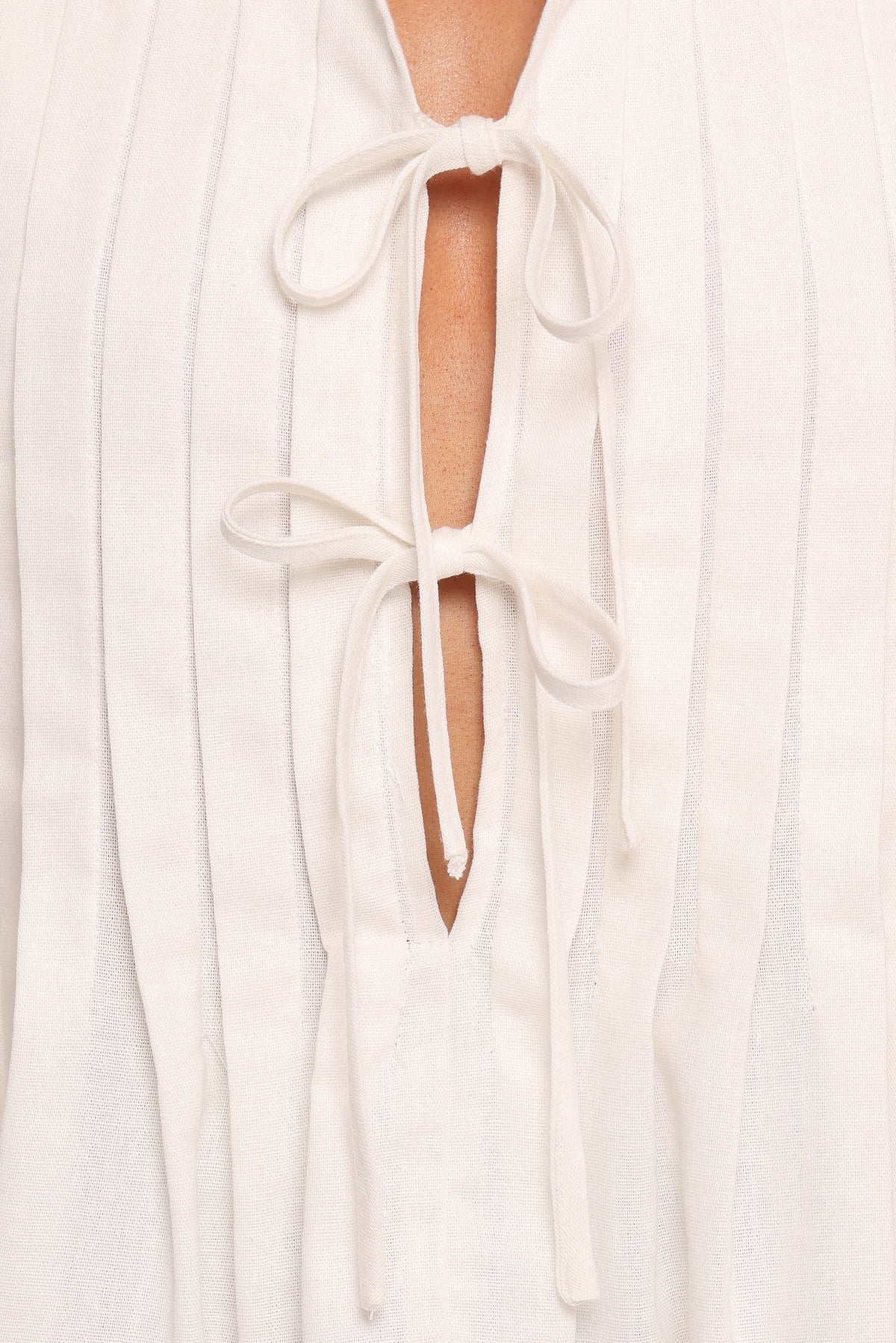 Delia Pleat Tie Top - White