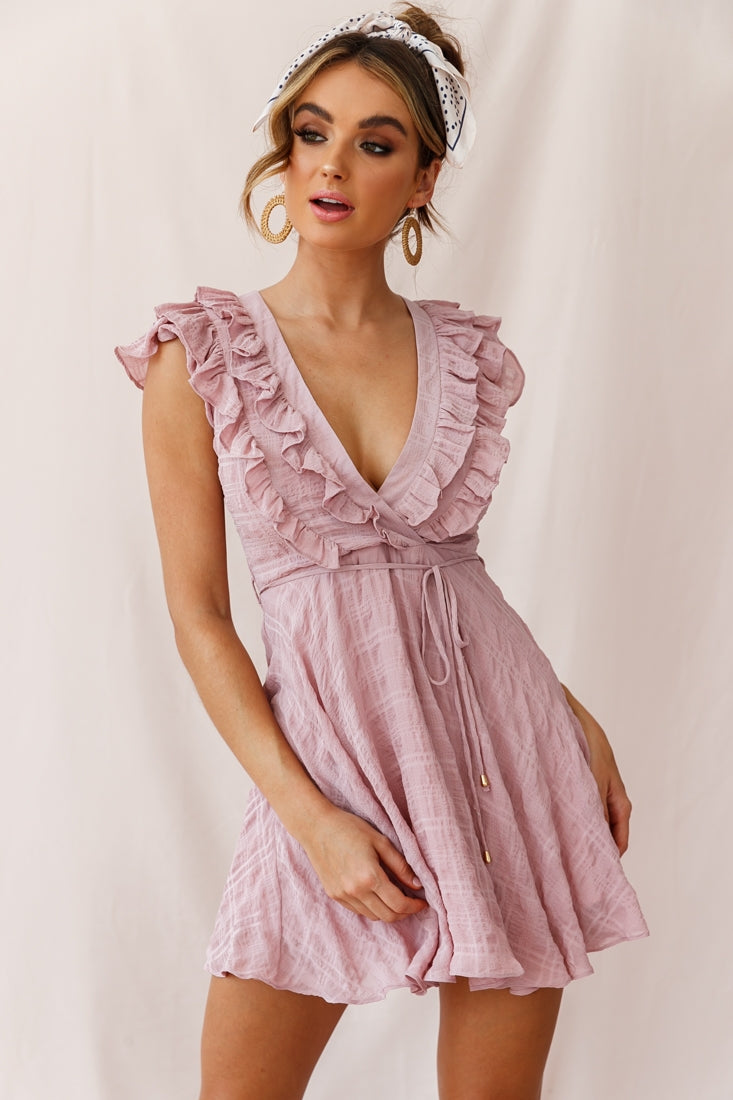 Asher Layered Frill Neckline Mini Dress Blush