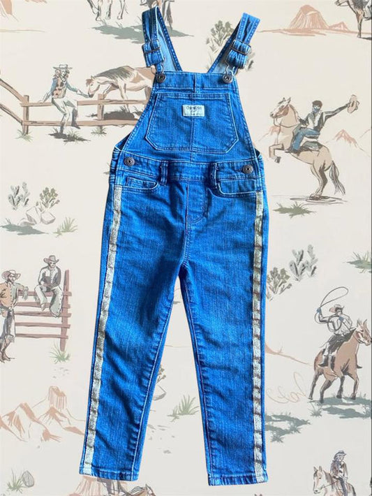Pre-Loved OshKosh Overalls W/ Gold Stripe Size 3T - Deer Creek Mercantile