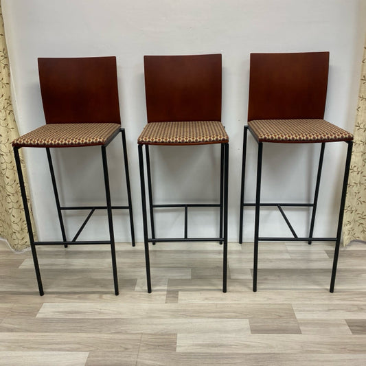 Red multi Metal-Wood Stool