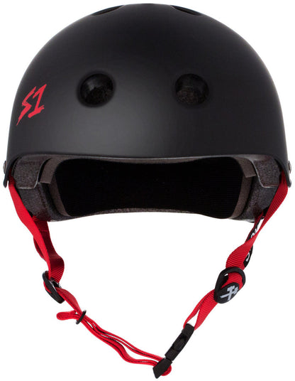S-One S1 Lifer Helmet - Black Matte w/ Red Straps