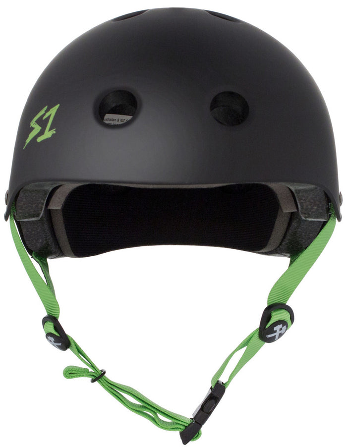 S-One S1 Lifer Helmet Matte Black w/ green strap