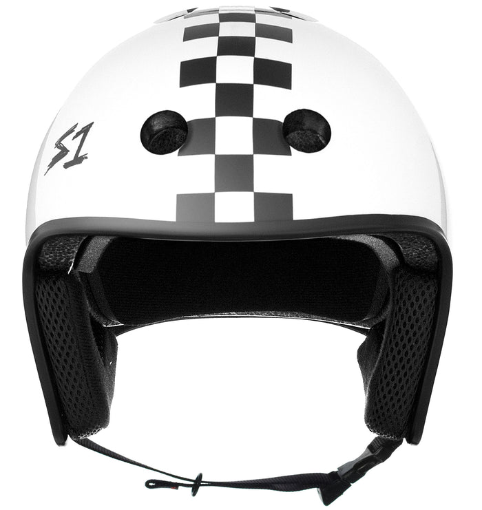 S1 Retro Lifer Helmet - White Gloss w Checkers