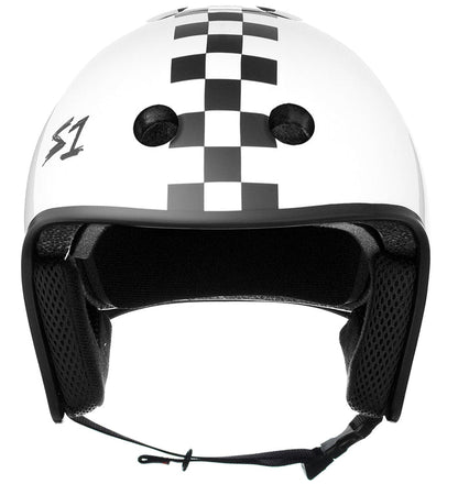 S1 Retro Lifer Helmet - White Gloss w Checkers