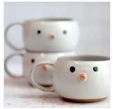 Snowman Handmade Coffee Mug Christmas Winter Pottery