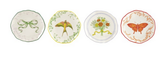 STONEWARE SCALLOPED PLATE WITH DESIGN - 4 STYLES