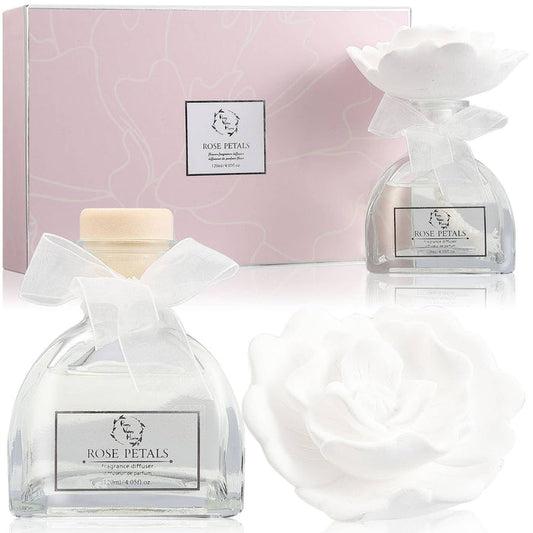 Sunshine Rose Ceramic Flower Diffuser Gift Set - Rose Petals