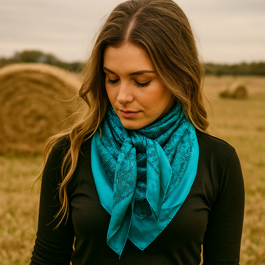 Teal Jacquard Wild Rag / Scarf