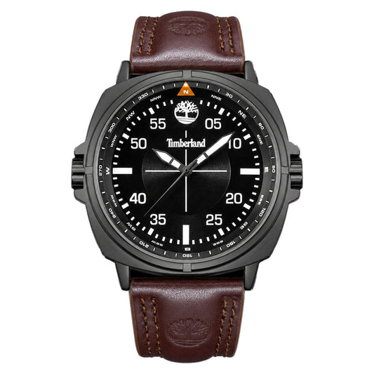 Timberland Dark Brown Leather Black Dial Men's Watch - TDWGA0095603